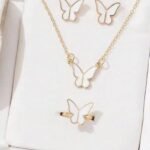Butterfly Jewelry Set Pack of 4, Pendant, Necklace, Earrings & Ring for Women - Image 3