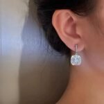 Crystal Earrings, Sparkling Dangle Earrings with Cushion-Cut CZ