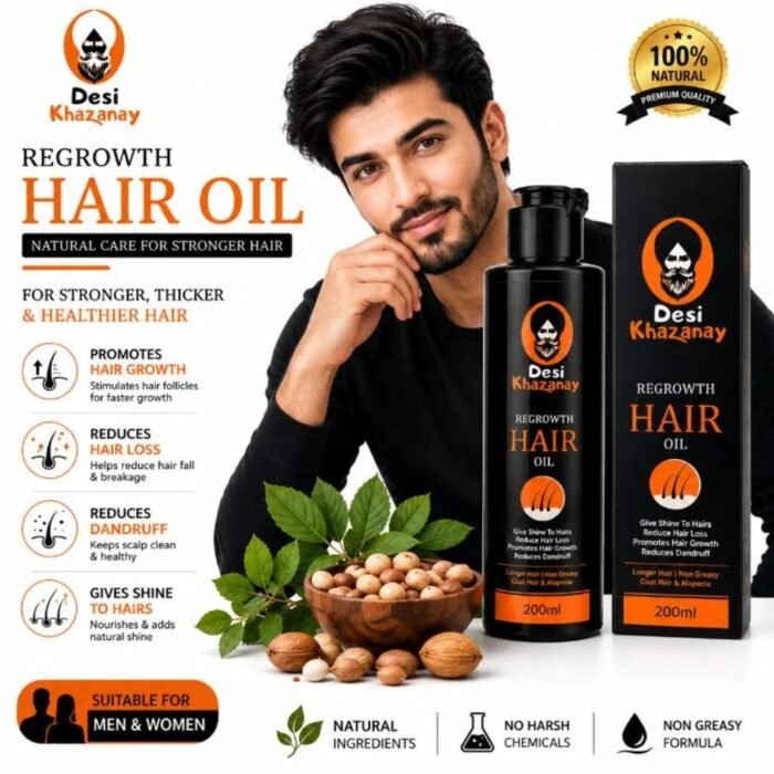 Desi Khazanay Regrowth Hair Oil, 25+ Herbs & Cold, Pressed Oils - Image 2