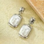Elegant Korean Gold Foil Earrings with White Stone - Image 5