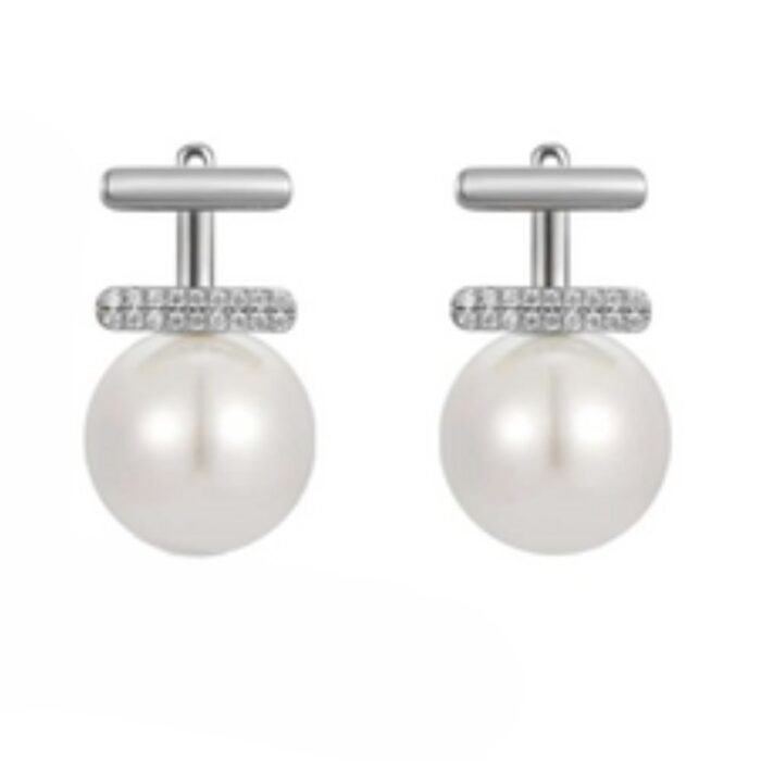 Elegant Pearl Drop Earrings for Women, Rhinestone Accent - Image 5