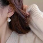 Elegant Pearl Drop Earrings for Women, Rhinestone Accent