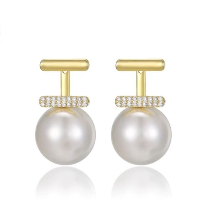 Elegant Pearl Drop Earrings for Women, Rhinestone Accent - Image 3