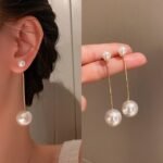 Elegant Pearl Hanging Korean Earrings