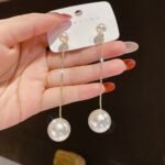 Elegant Pearl Hanging Korean Earrings - Image 3