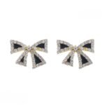 Elegant Zircon Black Bow Tie Earrings, Bow Shape Fashion Jewelry - Image 3