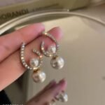 Elegant Zircon Pearl Stone Earrings for Girls, Golden & Silver - Image 2