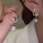 Elegant Zircon Pearl Stone Earrings for Girls, Golden & Silver
