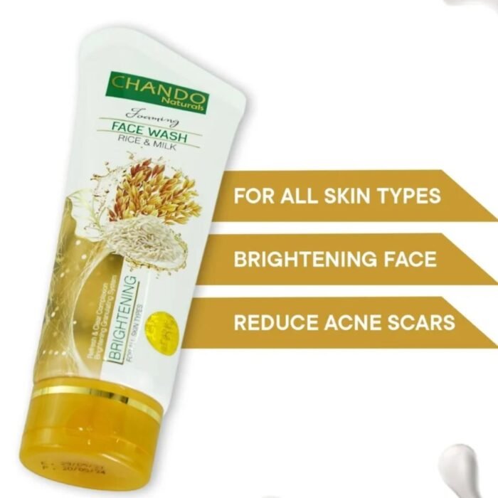 Chando Rice & Milk Brightening Face Wash 100ml, Gentle Cleanser for Radiant & Glowing Skin - Image 4