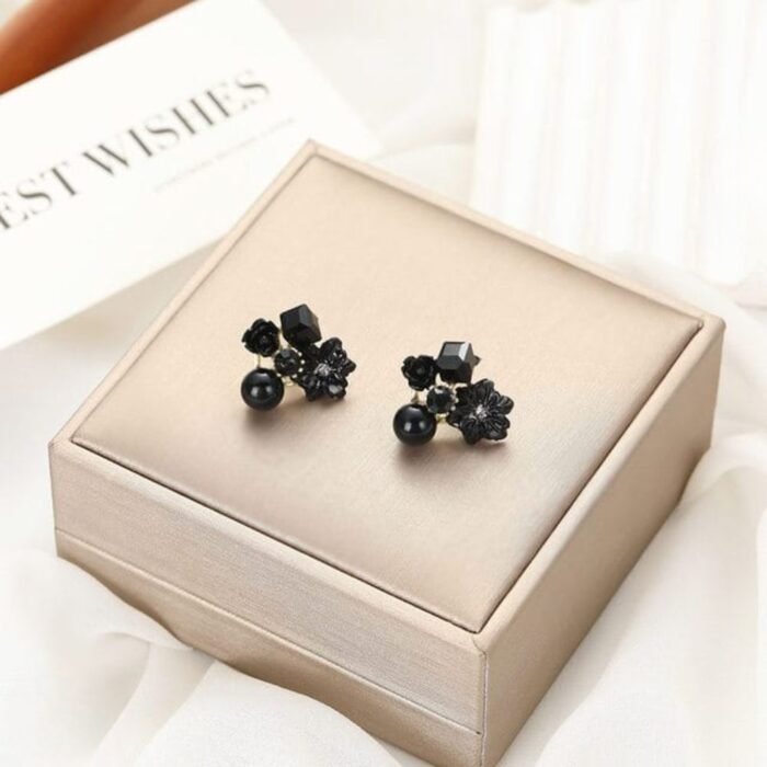Flower Crystal Korean Earrings, Multiple Colors - Image 2