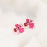 Flower Crystal Korean Earrings, Multiple Colors - Image 7
