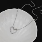 Hollow Heart Pendant Necklace, Stainless Steel, Golden & Silver - Image 2