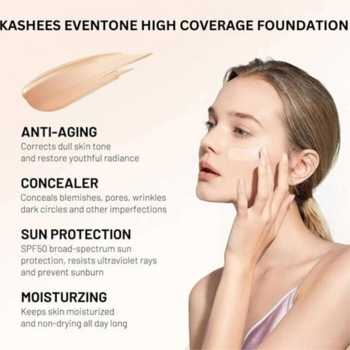 Kashees Eventone Liquid Foundation 30ml, High Coverage & Long-Lasting Makeup - Image 6