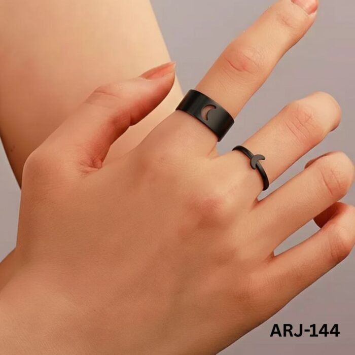 Moon Couple Rings, Adjustable Matching Rings for Couples - Image 2
