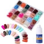 576 Pcs Multicolor Acrylic Artificial Nails Kit, 24 Colors & 12 Sizes