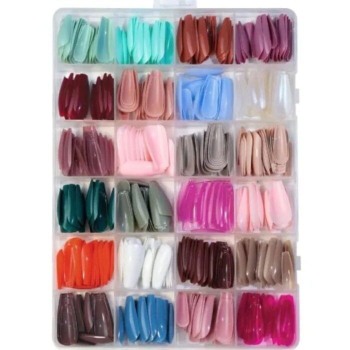 576 Pcs Multicolor Acrylic Artificial Nails Kit, 24 Colors & 12 Sizes - Image 6