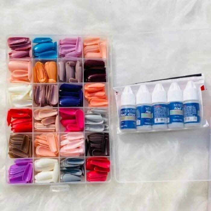 576 Pcs Multicolor Acrylic Artificial Nails Kit, 24 Colors & 12 Sizes - Image 7