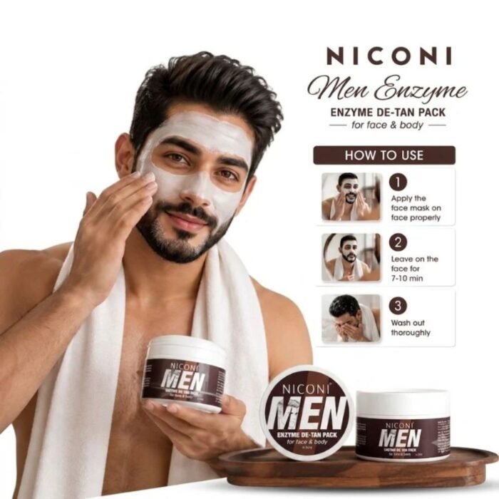 NICONI Men Enzyme De-Tan Pack 300g, Face & Body Tan Removal - Image 2