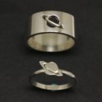 Planet Saturn Promise Couple Rings, Adjustable Matching Rings - Image 4