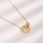 Roman Circle Stainless Steel Necklace for Women - Image 2