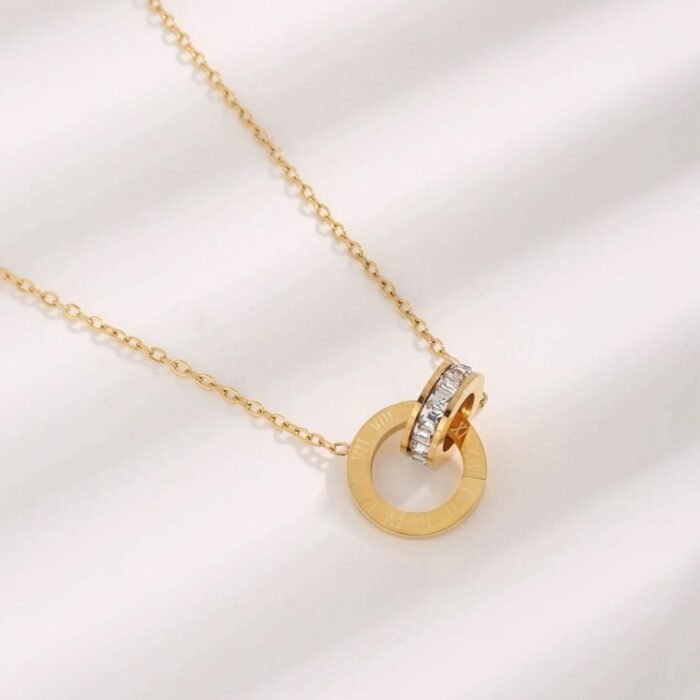 Roman Circle Stainless Steel Necklace for Women - Image 2