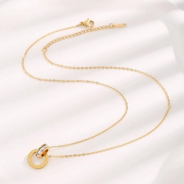 Roman Circle Stainless Steel Necklace for Women - Image 4