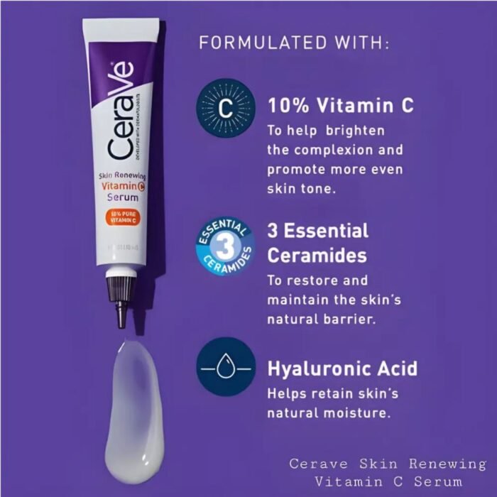 CeraVe Skin Renewing Vitamin C Serum 30ml,10% Vitamin C & Hydrating - Image 2