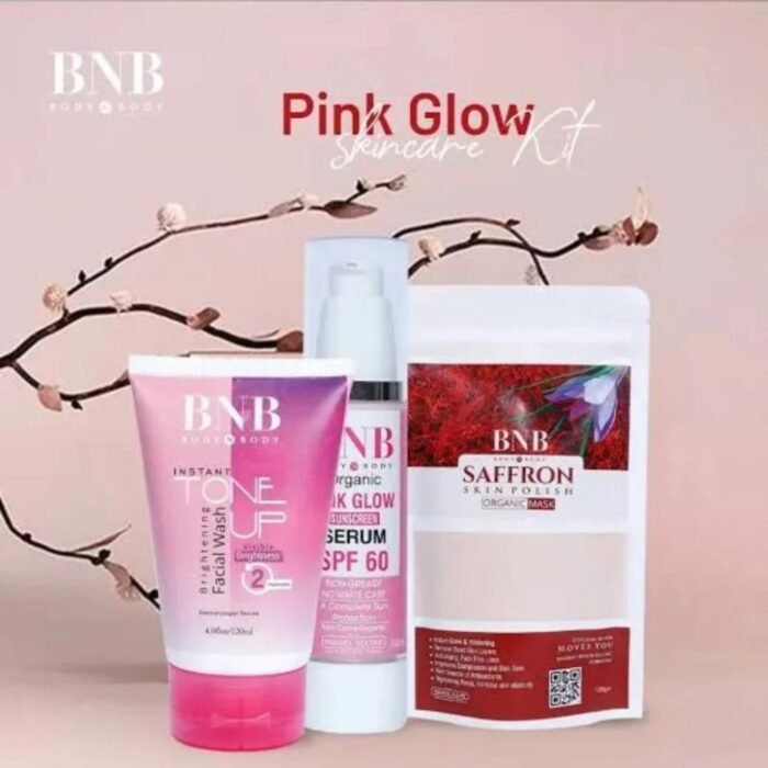 BNB Pink Face Glow Kit, 3-in-1 Facial Wash, Saffron Mask & SPF - Image 3