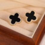 Stainless Steel Flower Zircon Stud Earrings, Black & White - Image 3
