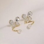 Tangled Korean Pearl Earrings, Twisted Butterfly Design - Image 6