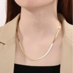 Thin Snake Chain Necklace, Stainless Steel, Golden & Silver