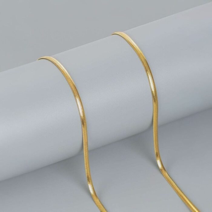 Thin Snake Chain Necklace, Stainless Steel, Golden & Silver - Image 3