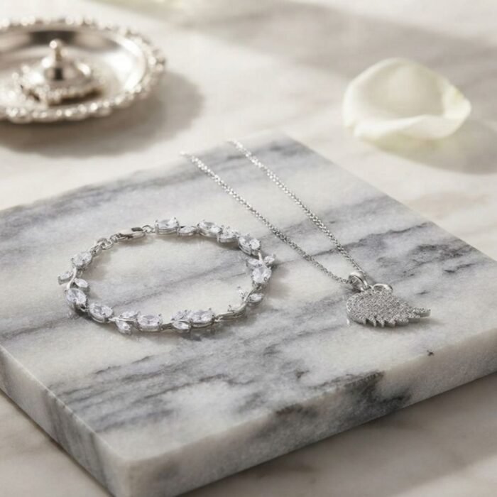Tulip Bracelet with Swan Necklace, Stainless Steel Jewelry Set - Image 3