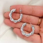 Twisted Elegant Sparkling Earrings, Stylish Fashion Jewelry - Image 2