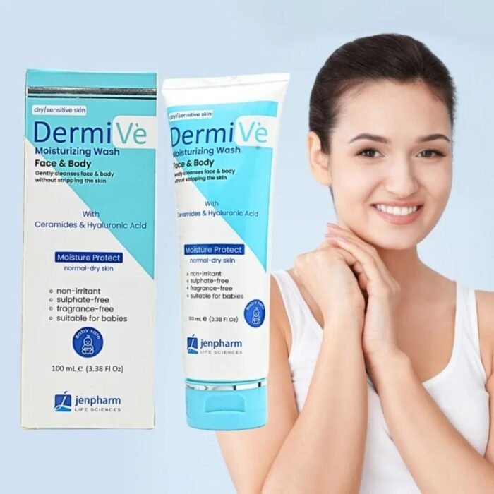 DermiVe Moisturizing Wash Face & Body 100ml, Jenpharm, Sulphate-Free Cleanser - Image 4