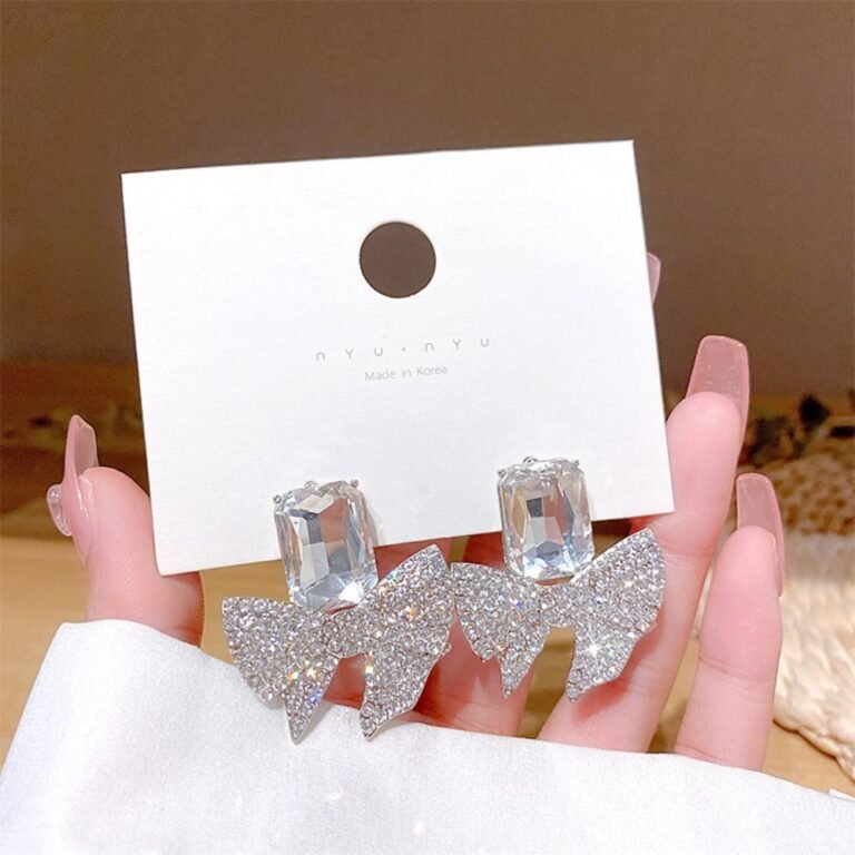 Bow Shape Zircon Korean Earrings 4