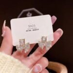 Bow Shape Zircon Korean Earrings 3