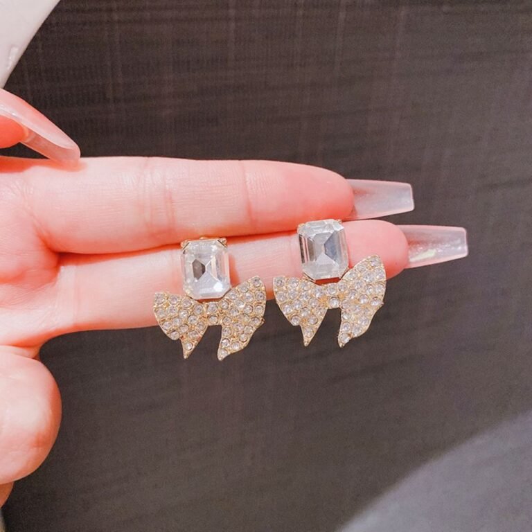 Bow Shape Zircon Korean Earrings