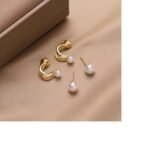 Korean Pearl Circle Earrings