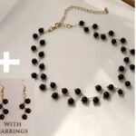 Zig Zag Black Choker with Earrings 2