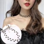 Zig Zag Black Choker with Earrings