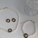 Elegant Flower Design Pearl Stone Set, Necklace, Earrings & Bracelet - Image 3