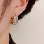 Korean Luxury Zirconium Hoop Earrings for Girls, Golden & Silver