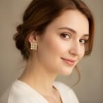 Pearl Square Korean Earrings,Elegant Women’s Fashion Jewelry