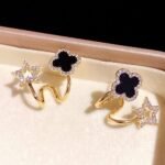 Sparkling Clover Star Earrings, Gold Plated Fashion Jewelry - Image 2