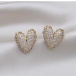 Zircon Heart Stud Earrings, Korean Fashion Jewelry for Girls & Women - Image 2