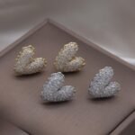 Zircon Heart Stud Earrings, Korean Fashion Jewelry for Girls & Women