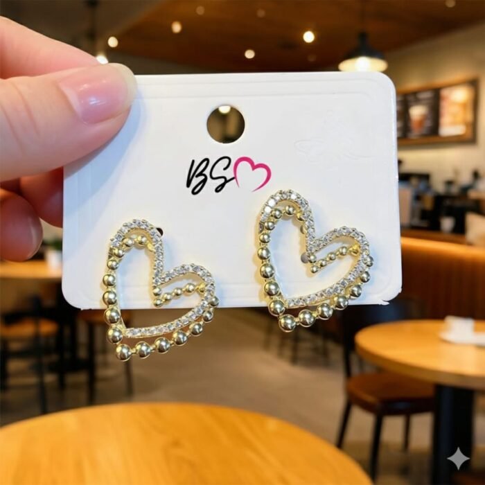 Heart Shape Double Korean Earrings 2