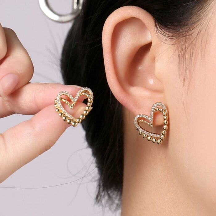Heart Shape Double Korean Earrings 1