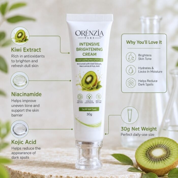 Orenzia Pure Intensive Brightening Cream with Kojic Acid, Niacinamide & Kiwi Extract – 30g - Image 3